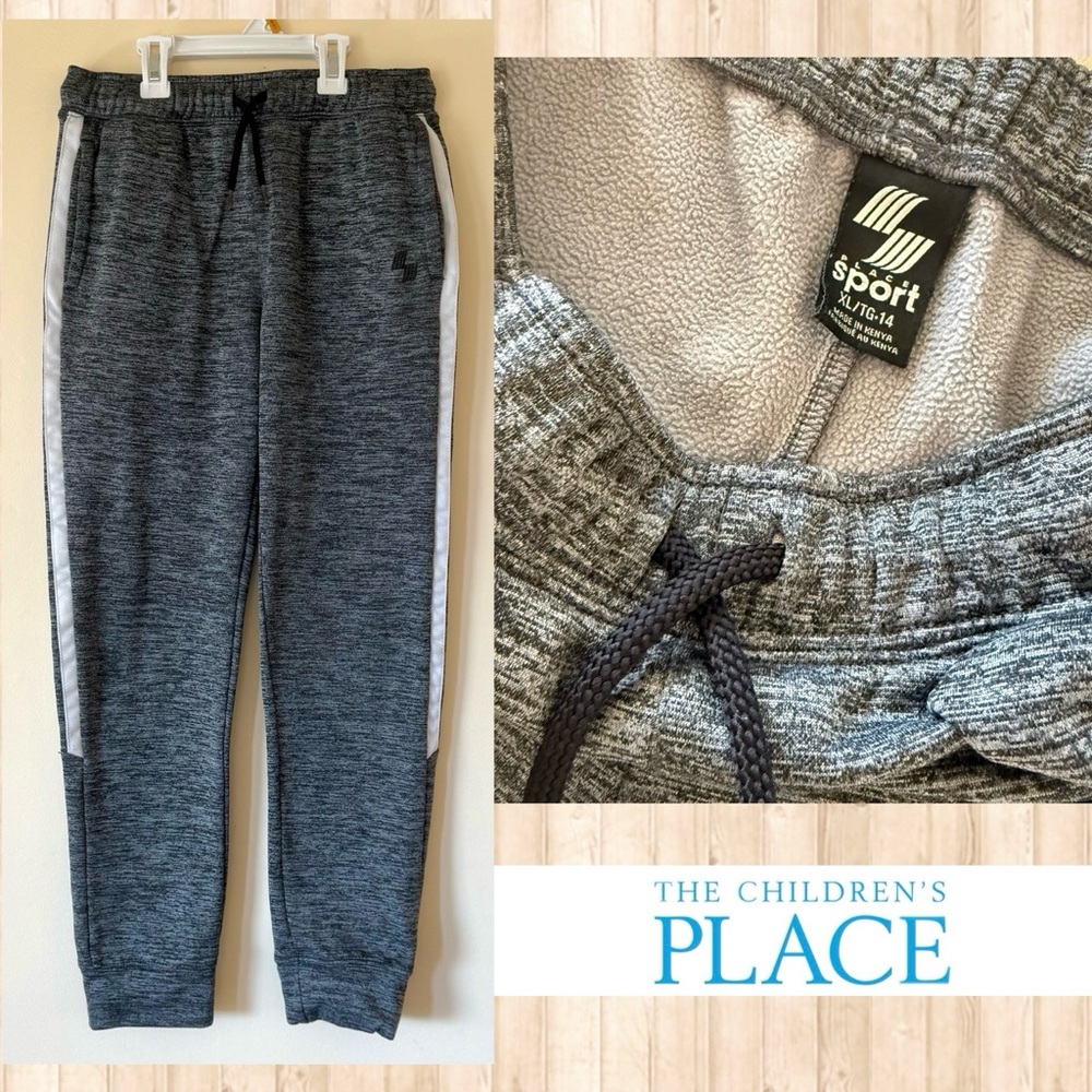The Children’s Place Boys Moisture Wicking Fleece Joggers, Heather Gray, Size 14